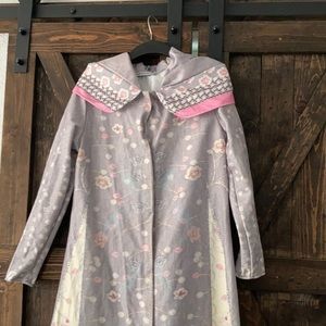 Misslook hooded full length snap flannel robe